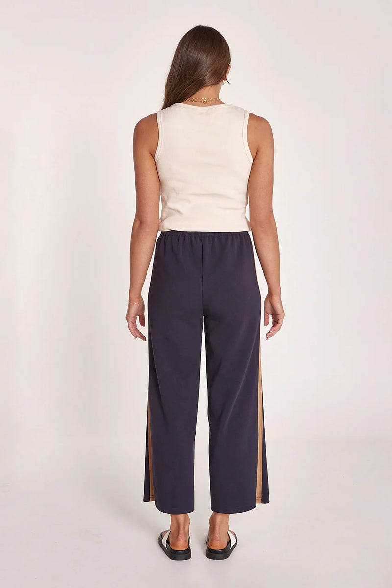 Noah Crop Pant Navy Camel Stripe