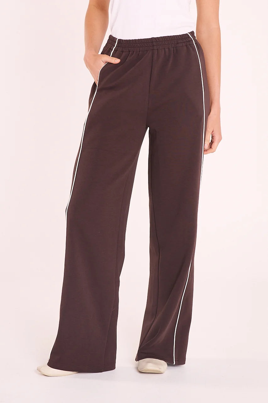 Noah Wide Pant Dark Chocolate Piping