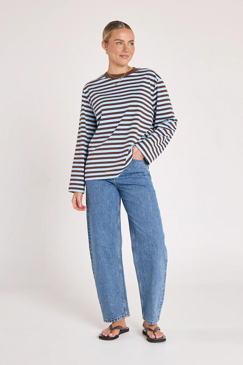 Carter Long Sleeve Tee Chocolate Blue