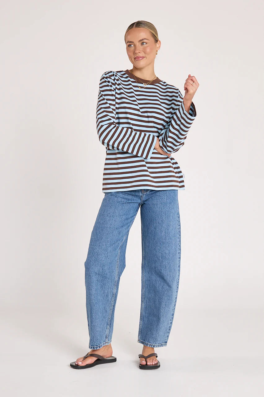 Carter Long Sleeve Tee Chocolate Blue