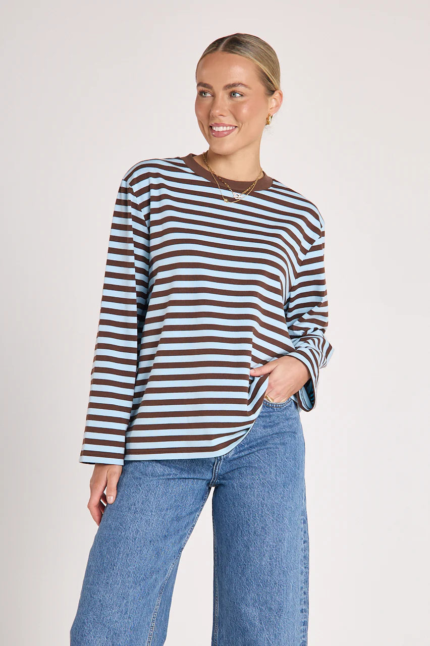 Carter Long Sleeve Tee Chocolate Blue
