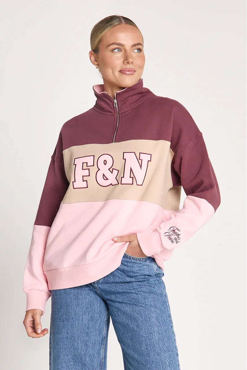 Varsity Logo Sweater Pink Plum/Stripe