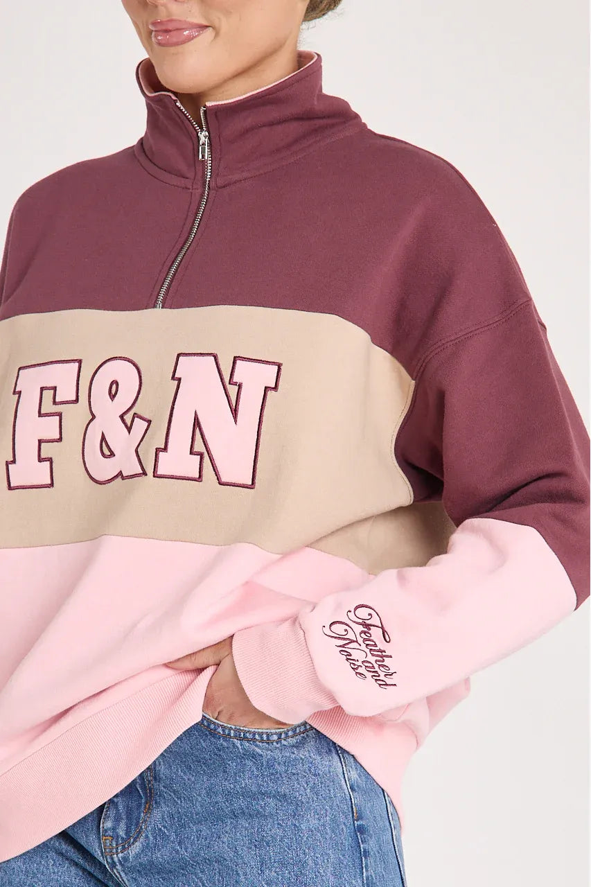 Varsity Logo Sweater Pink Plum/Stripe