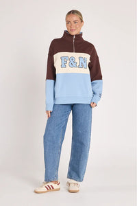Varsity Logo Sweater Chocolate/ Blue