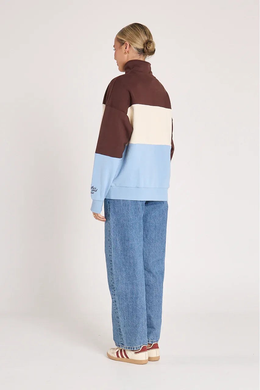 Varsity Logo Sweater Chocolate/ Blue