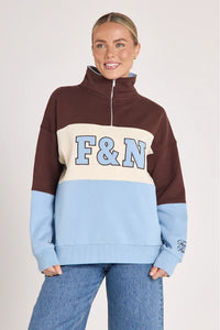Varsity Logo Sweater Chocolate/ Blue