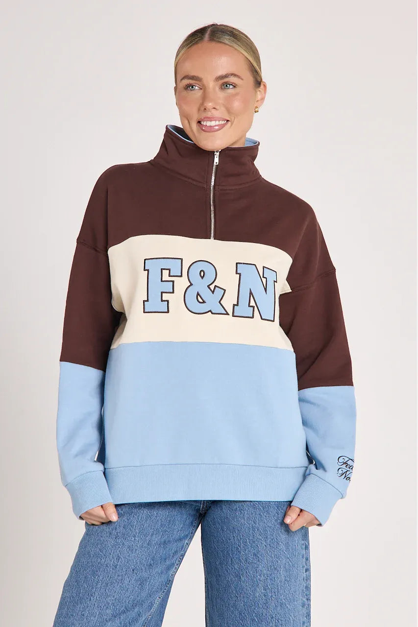 Varsity Logo Sweater Chocolate/ Blue