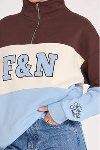 Varsity Logo Sweater Chocolate/ Blue