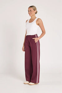 Noah Wide Pant Plum Pink Stripe