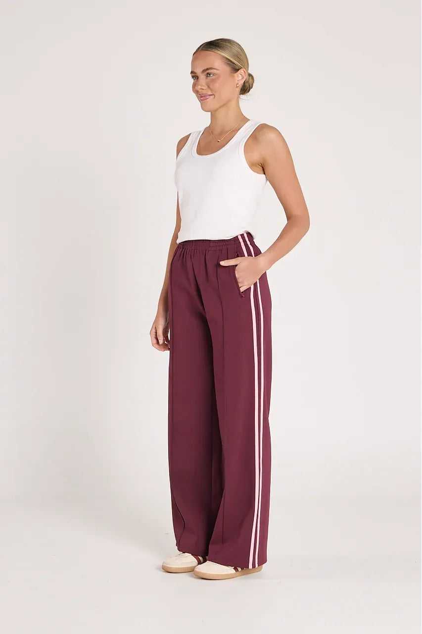 Noah Wide Pant Plum Pink Stripe