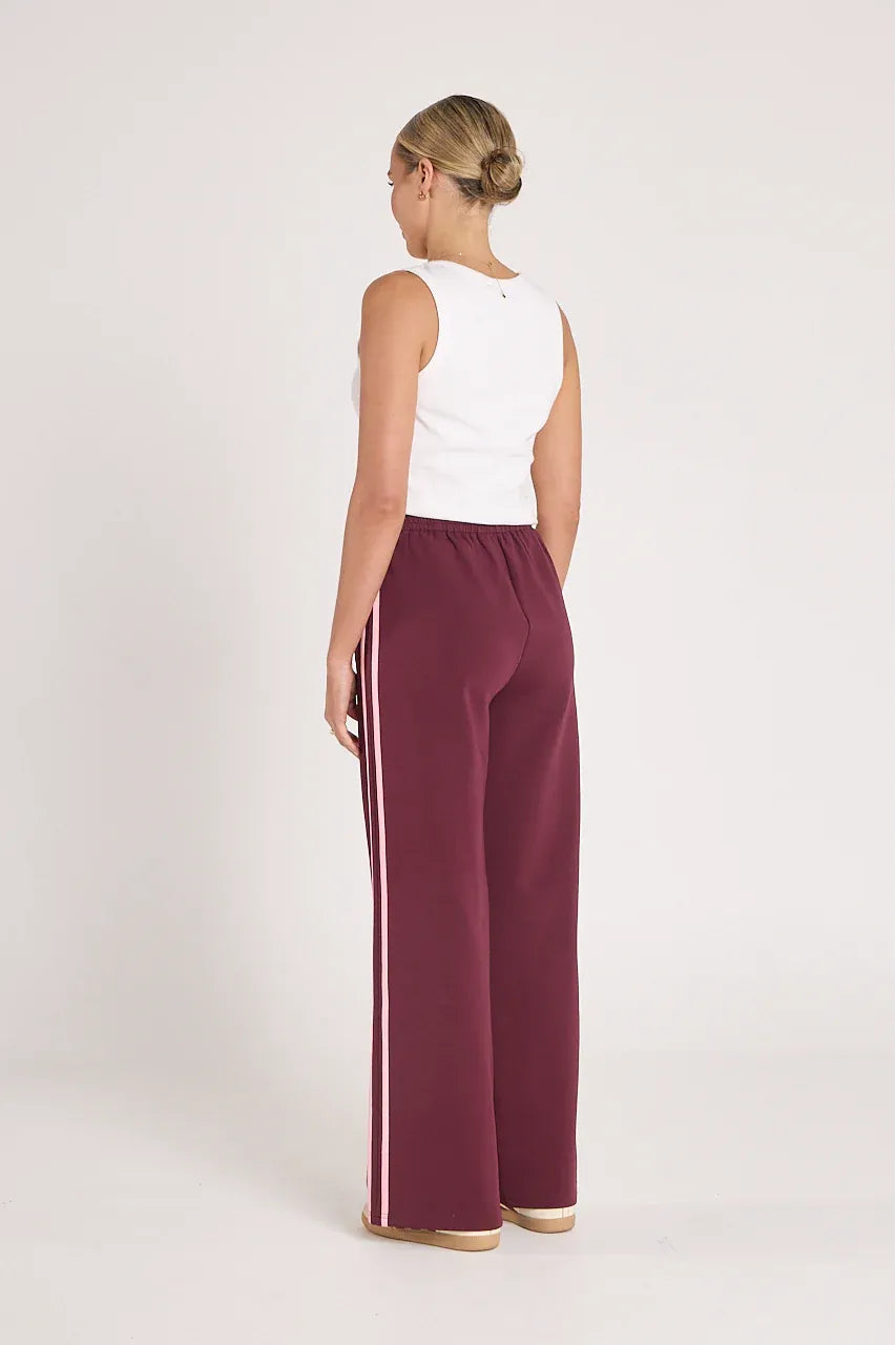 Noah Wide Pant Plum Pink Stripe