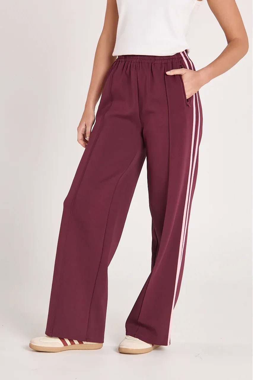 Noah Wide Pant Plum Pink Stripe