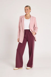 Noah Wide Pant Plum Pink Stripe