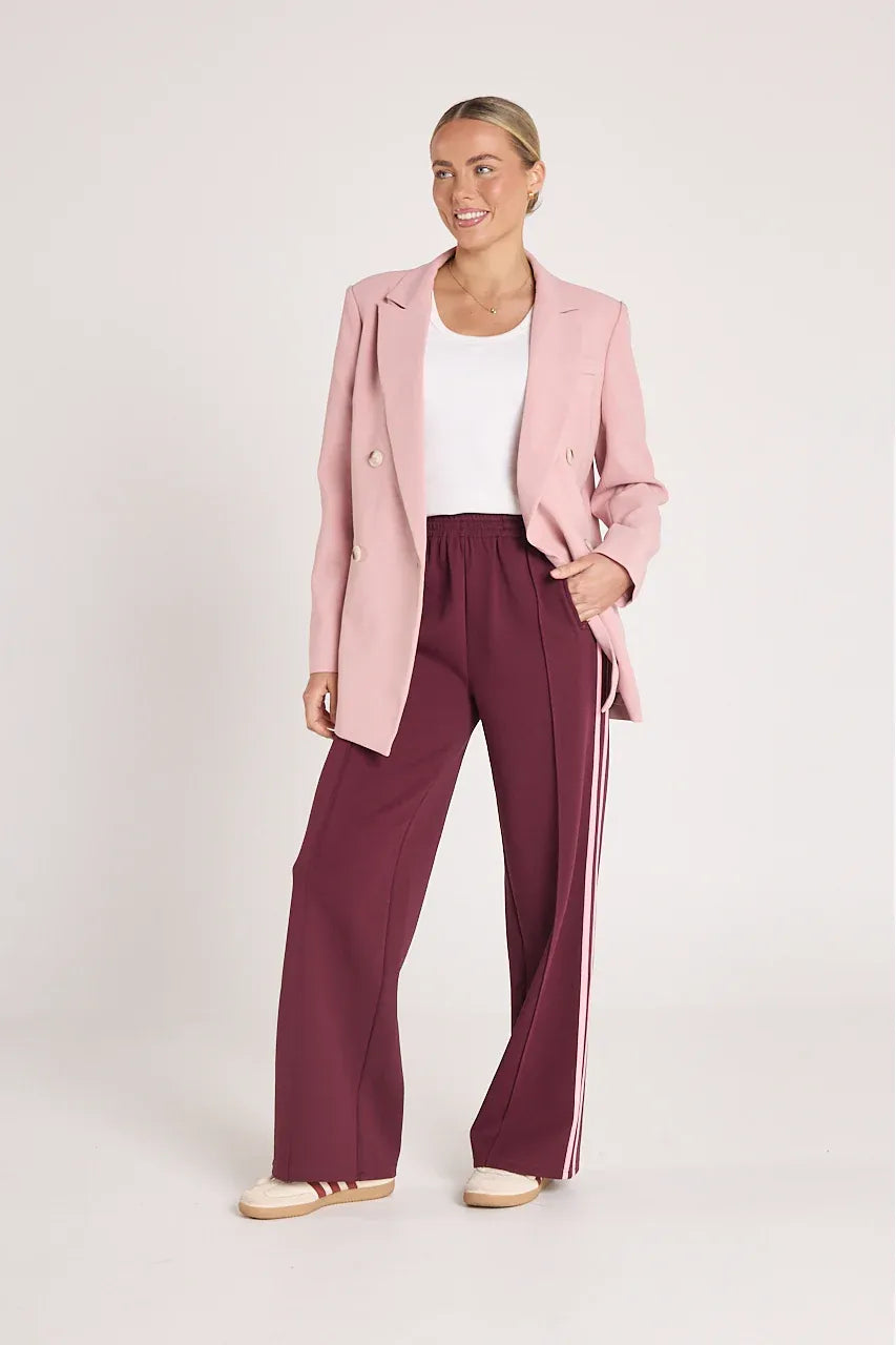 Noah Wide Pant Plum Pink Stripe