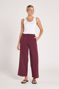Noah Crop Pant Plum Pink Stripe