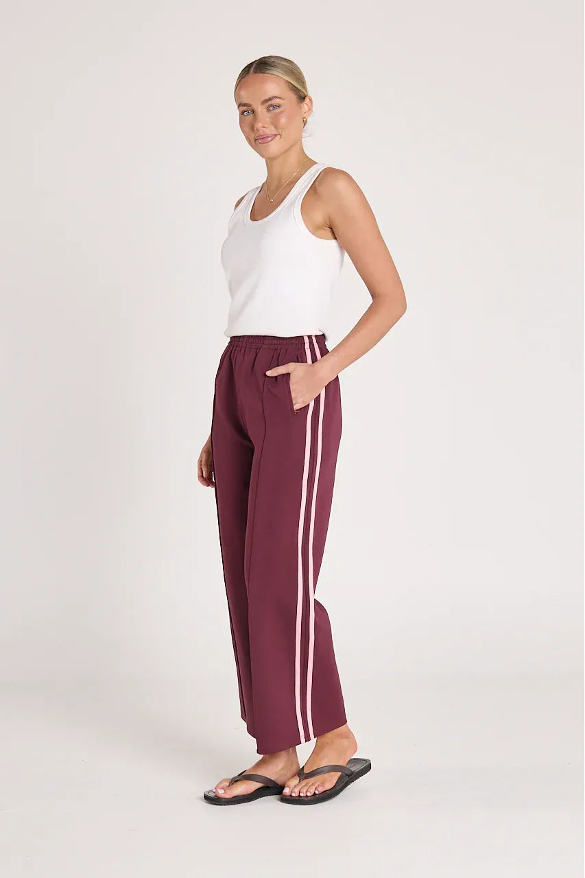 Noah Crop Pant Plum Pink Stripe