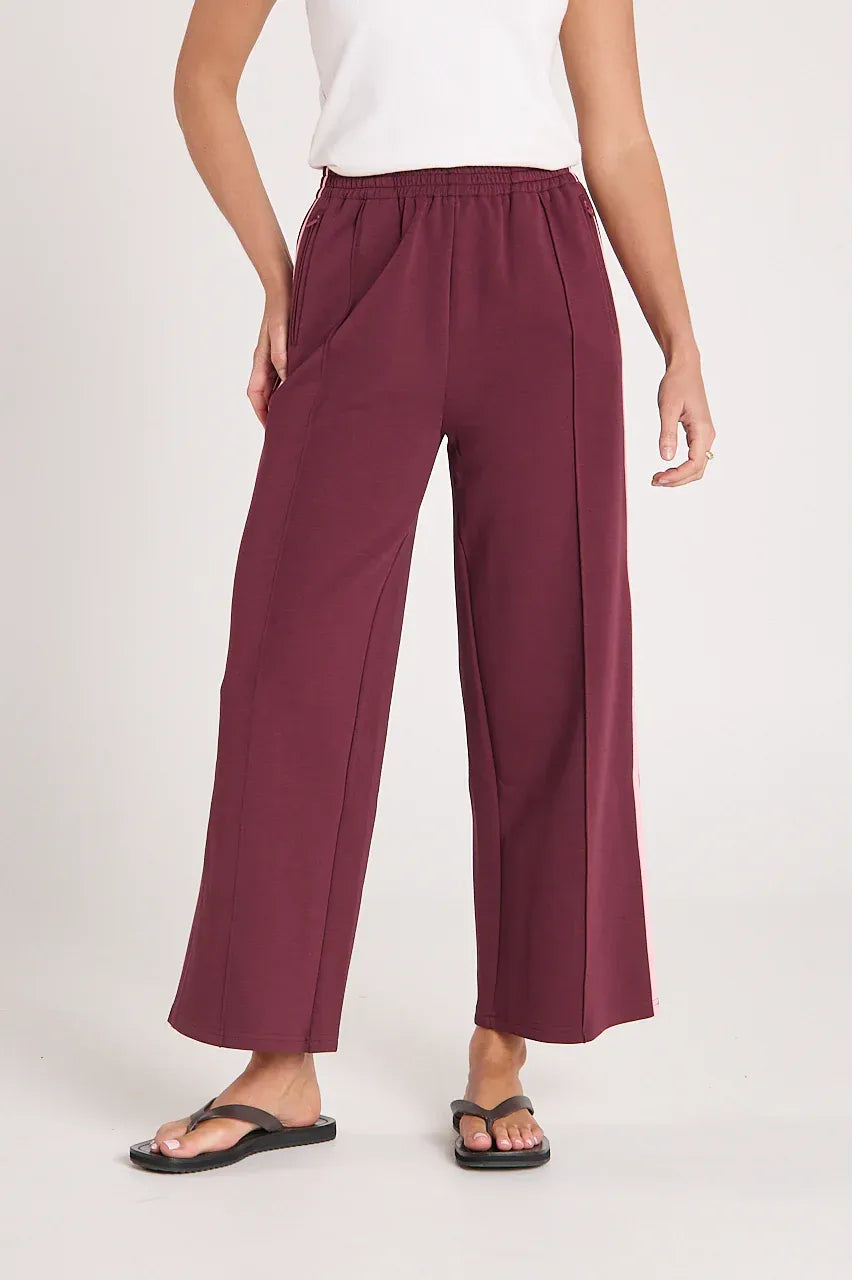 Noah Crop Pant Plum Pink Stripe