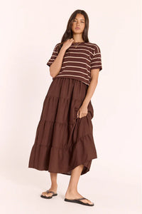 Jasper Knitted Tee Chocolate Stripe