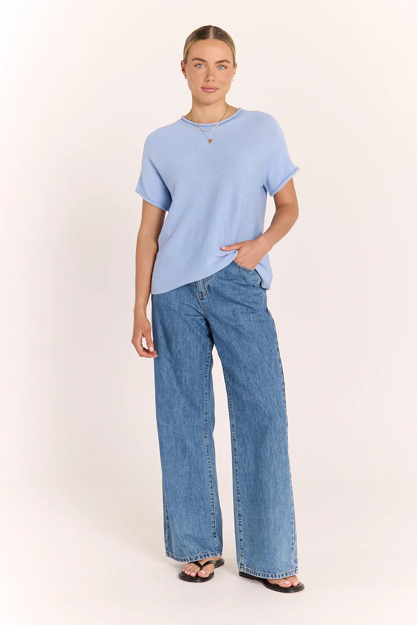 Faye Knitted Tee Powder Blue