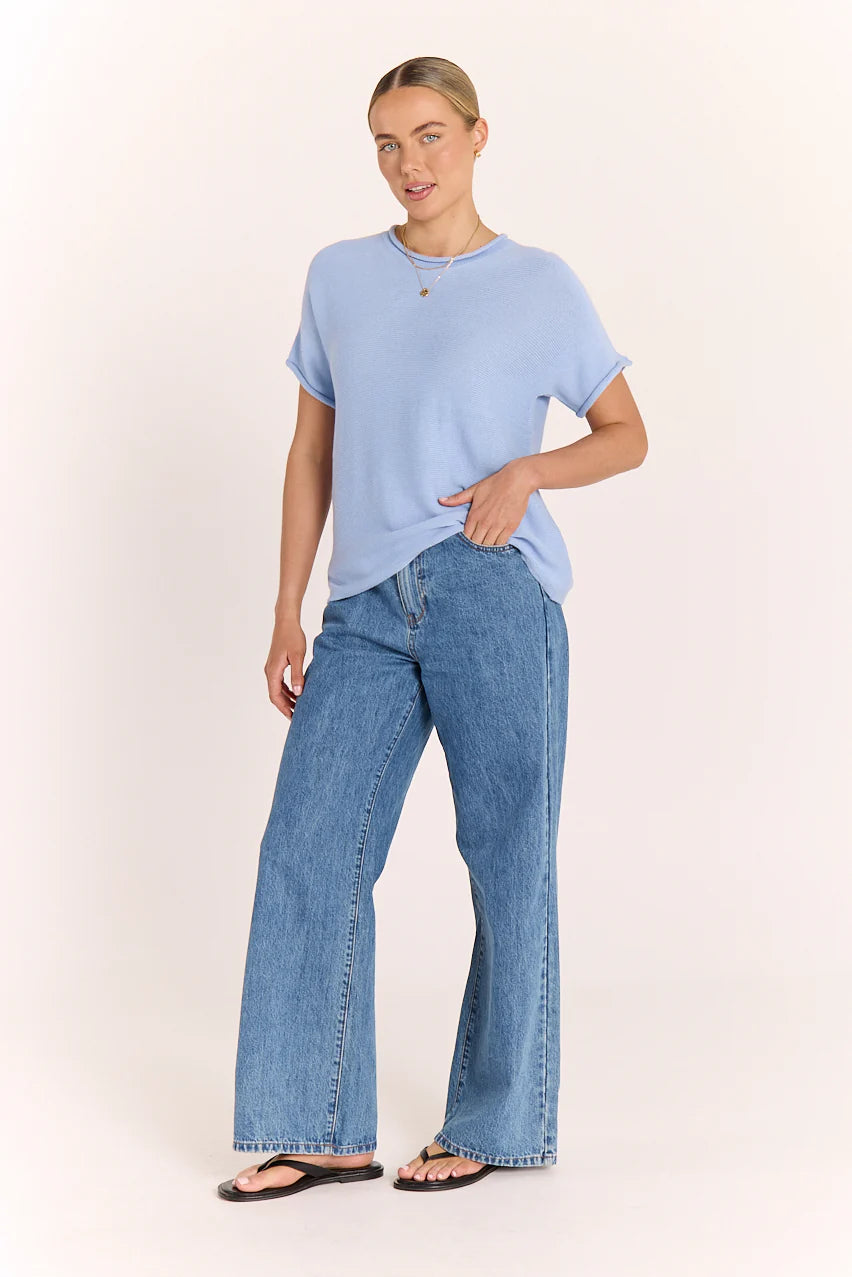 Faye Knitted Tee Powder Blue