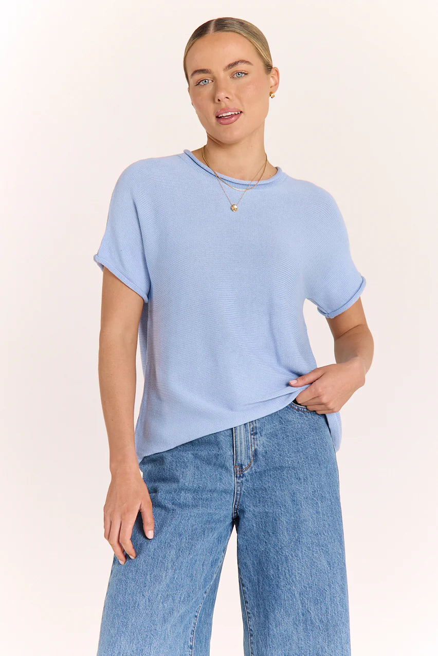 Faye Knitted Tee Powder Blue