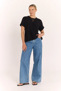 Faye Knitted Tee Black