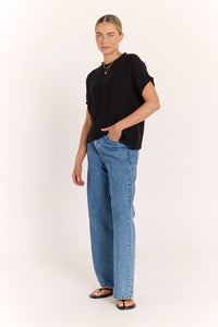 Faye Knitted Tee Black