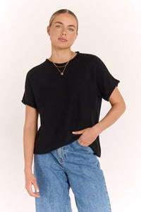 Faye Knitted Tee Black