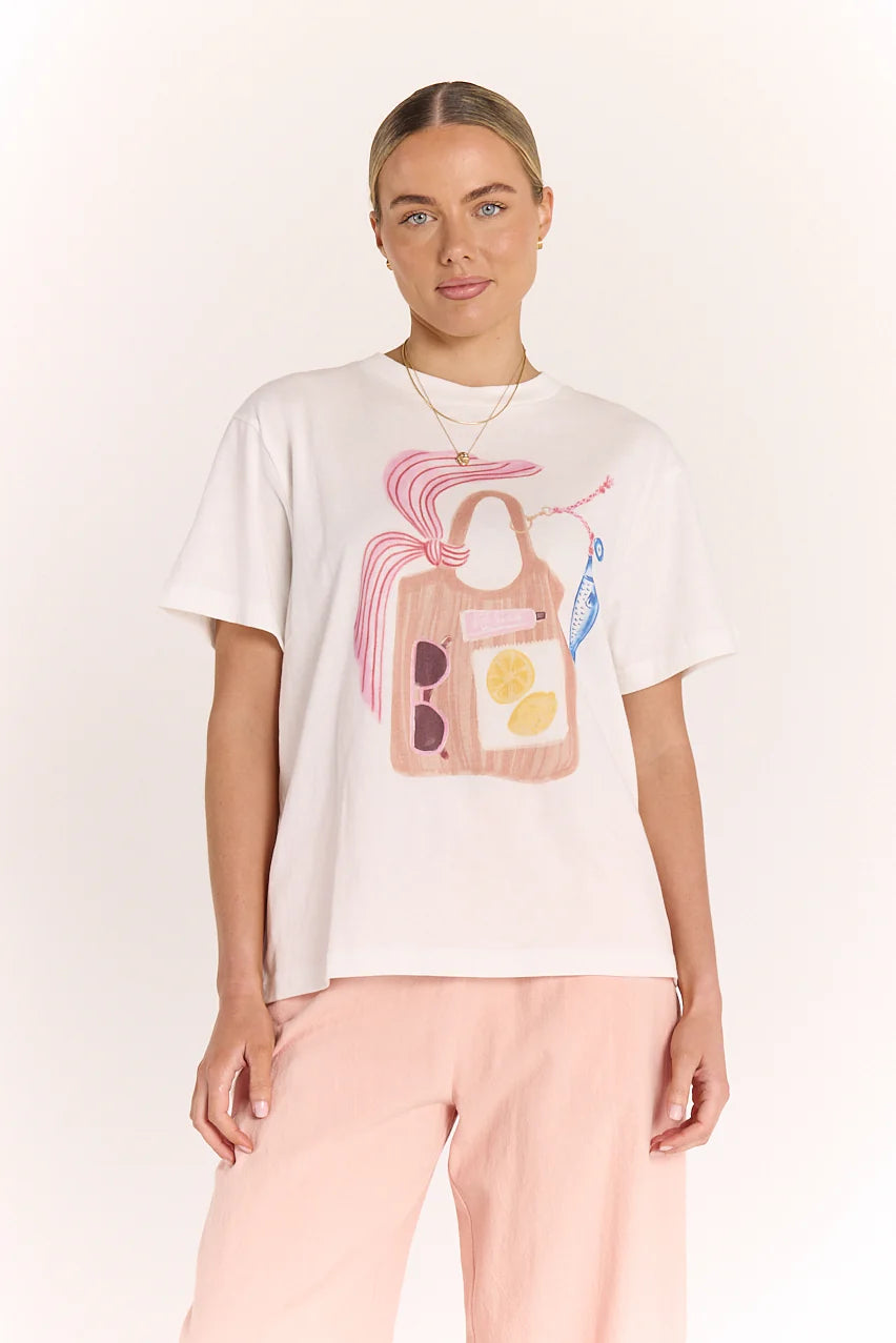 Summer Tote Graphic Tee White