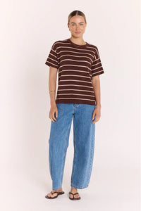 Jasper Knitted Tee Chocolate Stripe