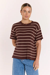 Jasper Knitted Tee Chocolate Stripe