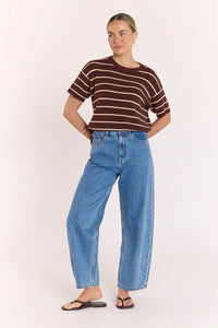 Jasper Knitted Tee Chocolate Stripe