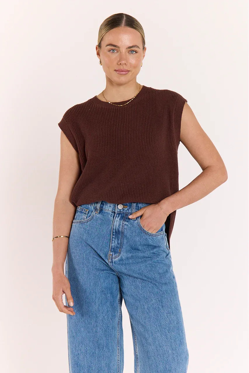 Jasper Knitted Tank Chocolate