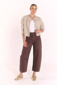 Lola Cropped Barrel Jean Chocolate