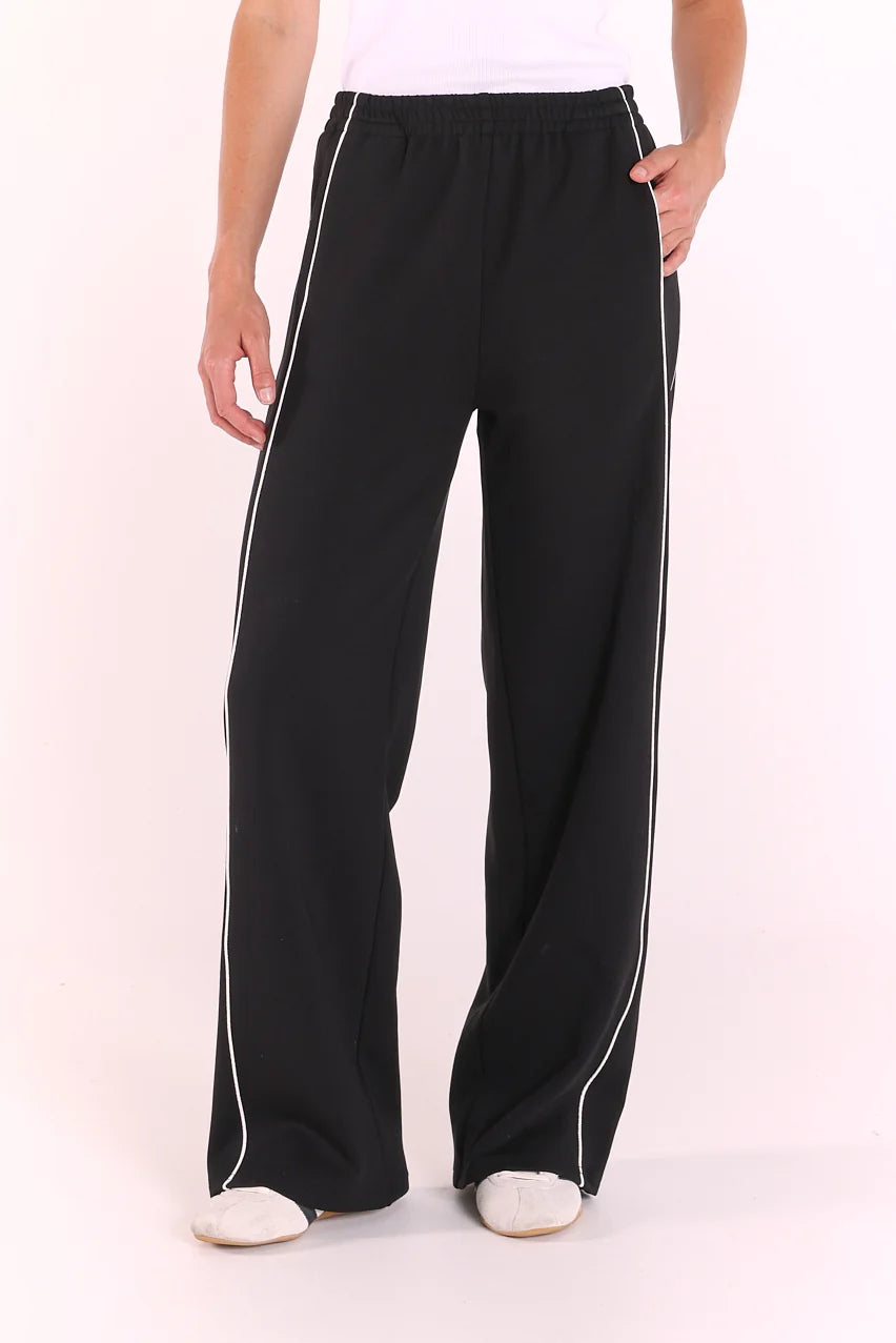 Noah Wide Pant Black Piping