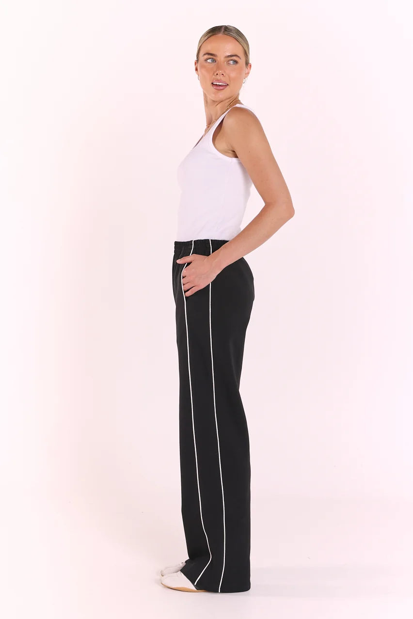 Noah Wide Pant Black Piping