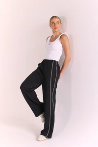 Noah Wide Pant Black Piping
