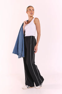 Noah Wide Pant Black Piping