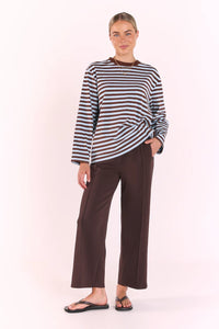 Carter Long Sleeve Tee Chocolate Blue