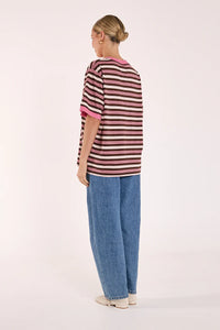 Ringer Stripe Tee Musk Chocolate Stripe