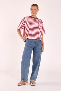 Carter Boxy Tee Pink Burgundy