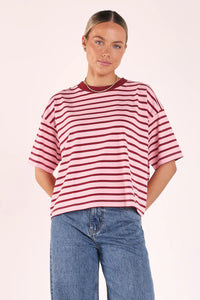 Carter Boxy Tee Pink Burgundy