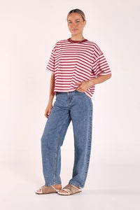 Carter Boxy Tee Pink Burgundy