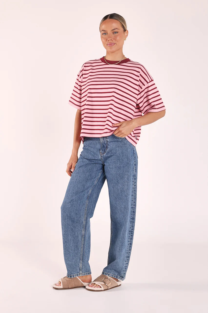 Carter Boxy Tee Pink Burgundy
