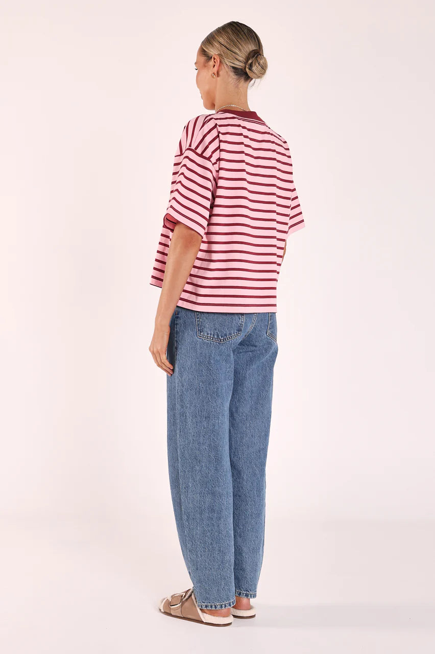 Carter Boxy Tee Pink Burgundy