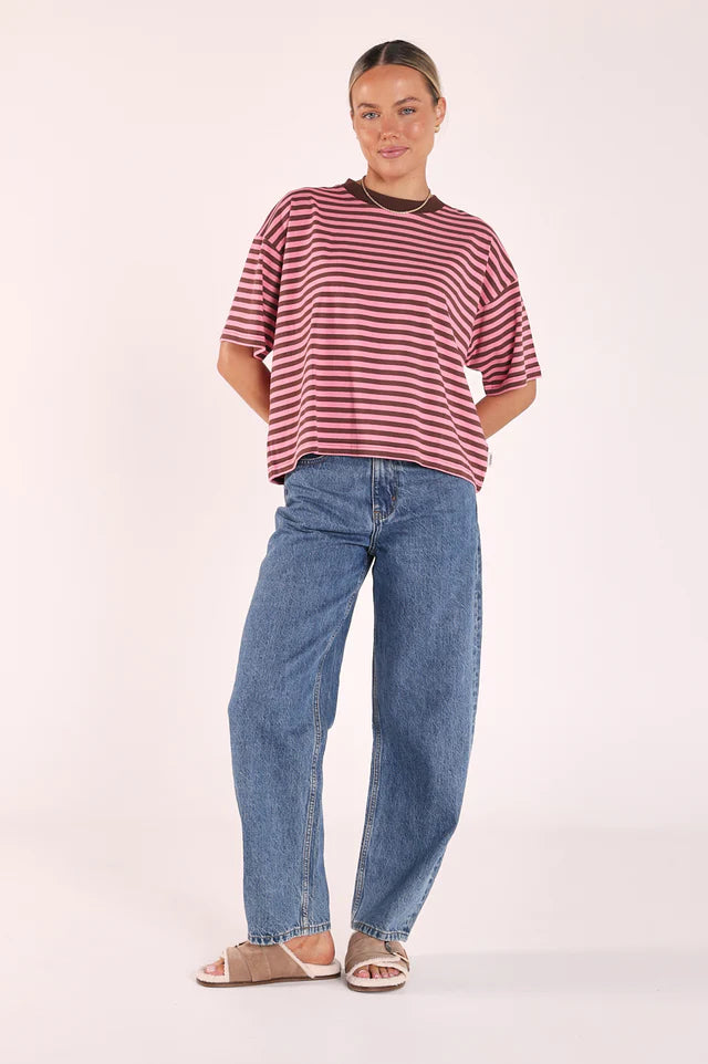 Carter Boxy Tee Pink Chocolate