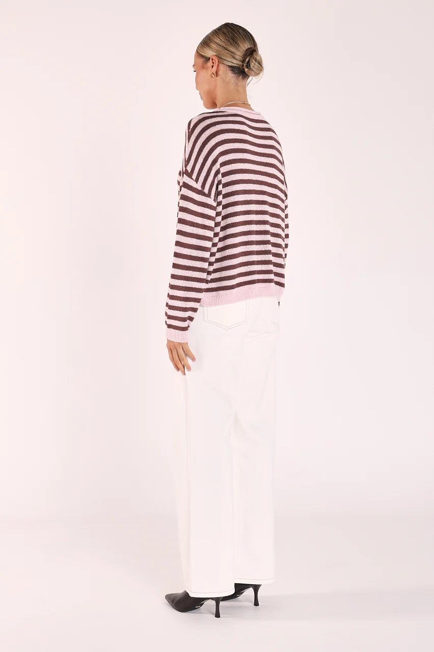Avery Knit Chocolate Stripe