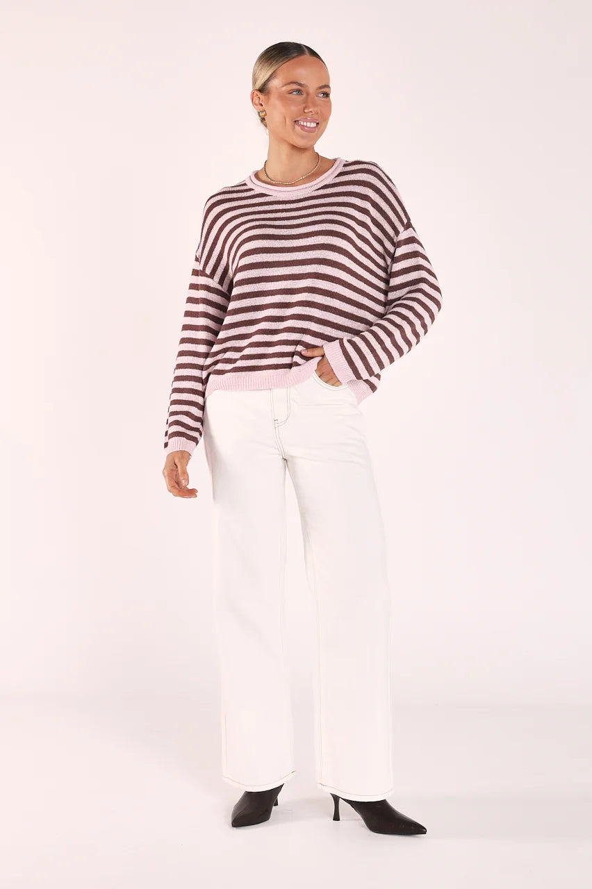 Avery Knit Chocolate Stripe