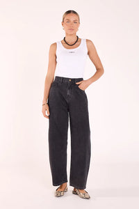 Lola Barrel Jean Washed Black