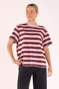 Carter Bold Tee Violet Plum Stripe
